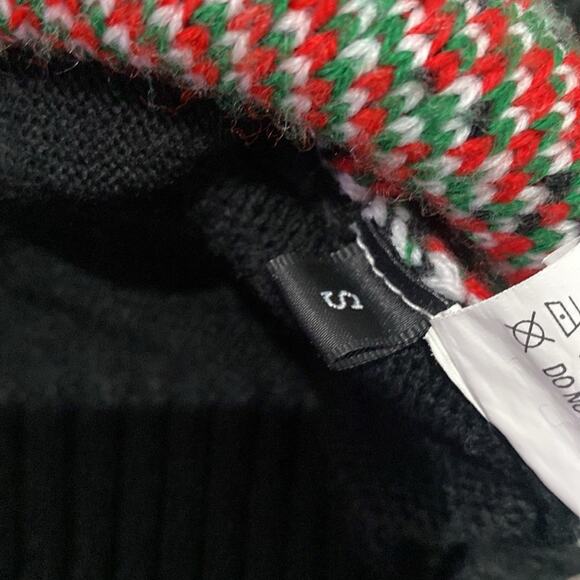 HOLIDAY Sweater Womens Sz Small Black Turtleneck Novelty Reindeer Ornament - Picture 6 of 6